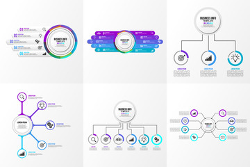 Naklejka premium Set Of Infographics Elements Vector Design Template. Business Data Visualization Infographics Timeline with Marketing Icons most useful can be used for workflow, presentation, diagrams, reports