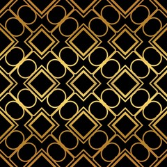 Golden color seamless retro geometric background. Vector illustration