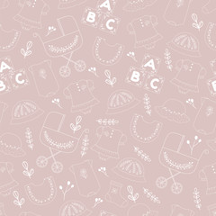 Seamless cute seamless pattern of baby stuff.