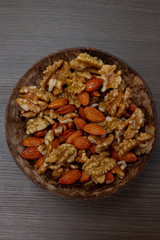 nuts on coconut bowl