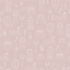 Vector seamless pattern with hand drawn symbols of Netherlands