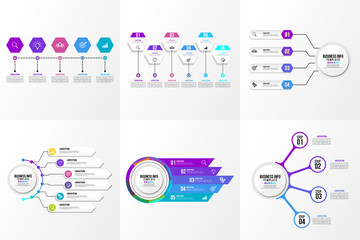 Fototapeta na wymiar Set Of Infographics Elements Vector Design Template. Business Data Visualization Infographics Timeline with Marketing Icons most useful can be used for workflow, presentation, diagrams, reports