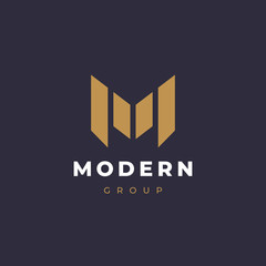 Letter M logo template. Unique modern creative elegant logotype. Vector icon. 