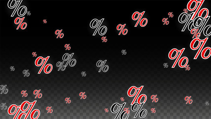 Luxury Vector Gold Percentage Sign Confetti on Transparent. Percent Sale Background. Business, Economics Print. Discount Illustration. Promotion Poster. Black Friday Banner. Special offer Template.