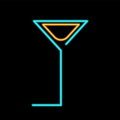 Wineglass Neon Icon. Vector Illustration.