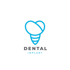 Modern minimal dental implant logo design. Abstract tooth implant icon logotype. Dental clinic vector sign mark icon.