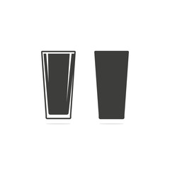 Monochrome vector illustration of a glass of beer icon in two versions, isolated on a white background.