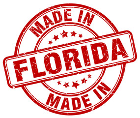 made in Florida red grunge round stamp