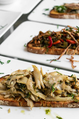 portuguese tiborna toasted open sandwich tapas snacks on table