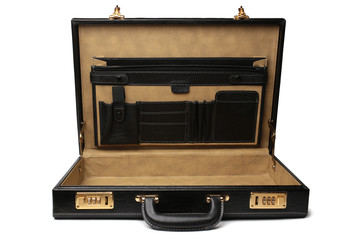 Black leather business briefcase