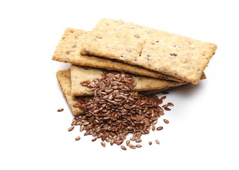Integral linseed crackers isolated on white background