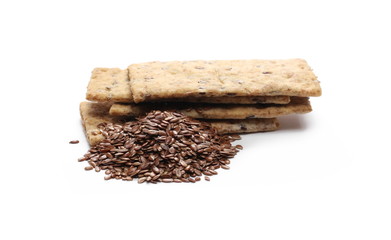 Integral linseed crackers isolated on white background