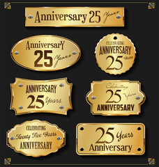 Collection of Elegant anniversary golden labels