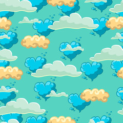 Seamles pattern with cartoon cloud and star