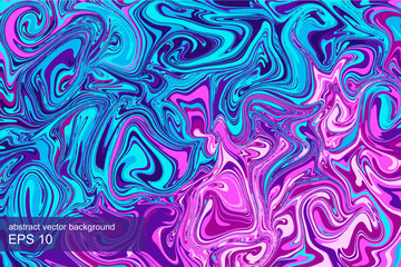 Abstract vector background. with beautiful fantasy ink patterns. Liquid paint. Fluid art. The ornament of marble. Colorful bright combination of colors. Modern colorful flow.