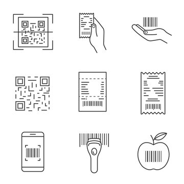 Barcodes linear icons set