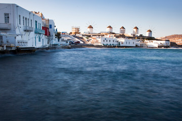 Obraz premium famous view Traditional windmills on the island Mykonos, Greece