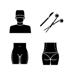 Plastic surgery glyph icons set