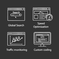 SEO chalk icons set