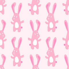 cute pastel cartoon bunny rabit animal seamless pattern