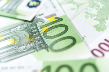 Euro bills background. Close up cash money.