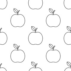 apple icon vector. apple outline style design on white background. Seamless pattern.