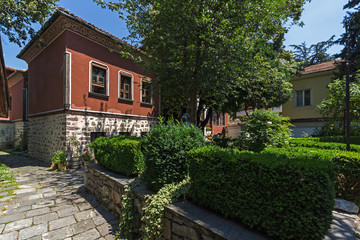 Fototapeta na wymiar PLOVDIV, BULGARIA - JULY 5, 2018: Museum Balabanov's House in architectural and historical reserve The old town in city of Plovdiv, Bulgaria