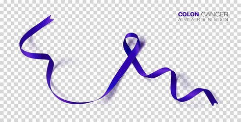 Fototapeta na wymiar Colon Cancer Awareness Month. Dark Blue Color Ribbon Isolated On Transparent Background. Colorectal Cancer. Vector Design Template For Poster.