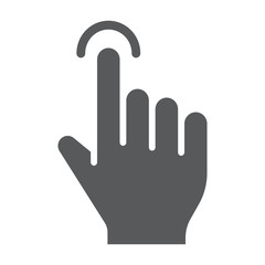 Tap glyph icon, finger and gesture, hand touch sign, vector graphics, a solid pattern on a white background.