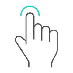 Obraz premium Tap thin line icon, finger and gesture, hand touch sign, vector graphics, a linear pattern on a white background.