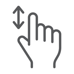 Vertical scroll line icon, finger and gesture, hand sign, vector graphics, a linear pattern on a white background.