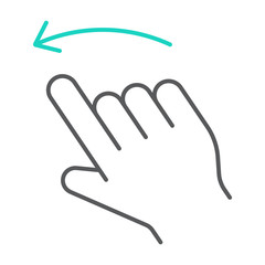 Flick left thin line icon, action and hand, gesture sign, vector graphics, a linear pattern on a white background.