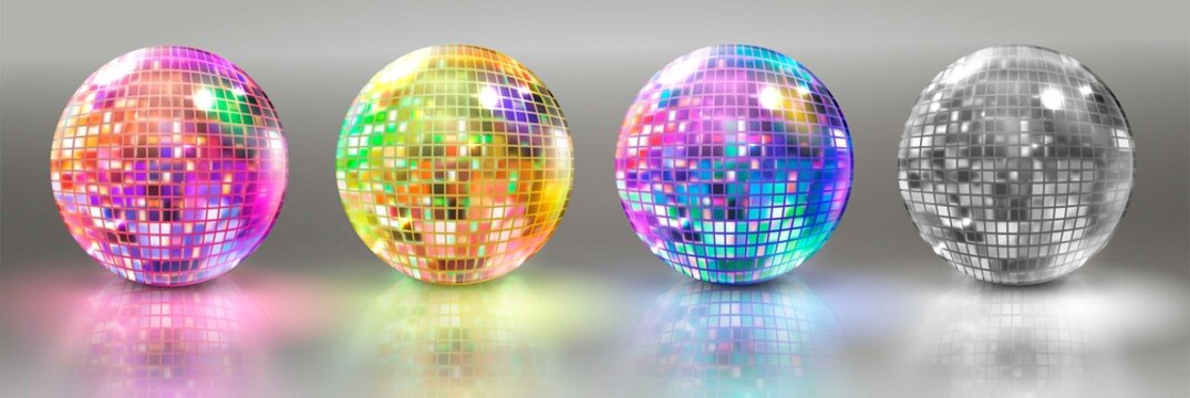 Set of disco balls. Vector illustration.