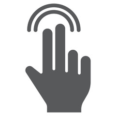 Two finger double tap glyph icon, gesture and hand, touch sign, vector graphics, a solid pattern on a white background.