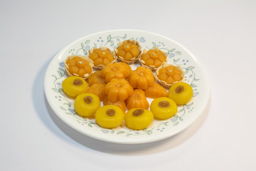 Thai sweets made from natural products Is a Thai culture in Ratchaburi province Thailand