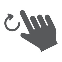 Two fingers rotate glyph icon, gesture and hand, twist sign, vector graphics, a solid pattern on a white background.