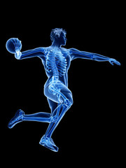 Obraz premium 3d rendered medically accurate illustration of the skeleton of a handball player