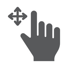 Free drag glyph icon, gesture and hand, swipe sign, vector graphics, a solid pattern on a white background.