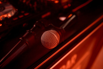 microphone in bar for karaoke, nightlife.