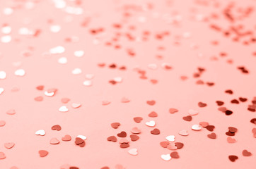 Background to the holiday of St. Valentine's Day coral color.