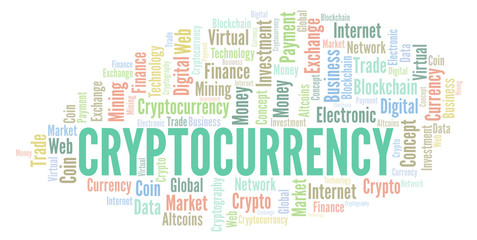Obraz premium Cryptocurrency cryptocurrency coin word cloud.
