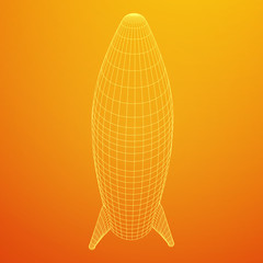 Modern Rocket Ready to Launch. Abstract model wireframe low poly mesh vector illustration
