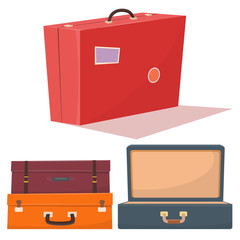Suitcase set cartoon
