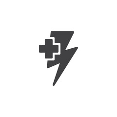 Obraz premium Energy plus vector icon. filled flat sign for mobile concept and web design. Power supply simple solid icon. Symbol, logo illustration. Pixel perfect vector graphics