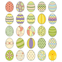 Easter eggs Vector illustration. Set of color