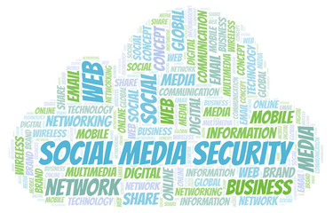Obraz premium Social Media Security word cloud.