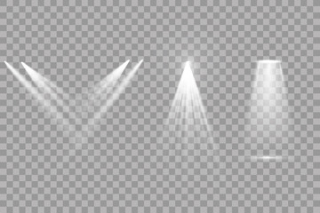 Set of vector spotlights. Light effect.