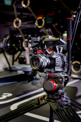 Obraz na płótnie Canvas detail of professional camera equipment, film production studio