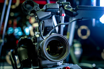 detail of professional camera equipment, film production studio