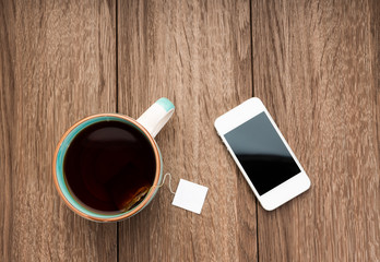 Cup of tea in office on table